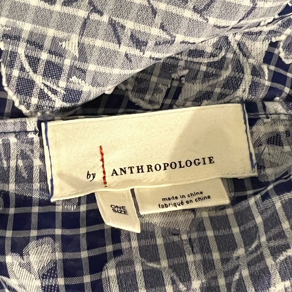 Anthropologie Blue floral tie front cover up one size